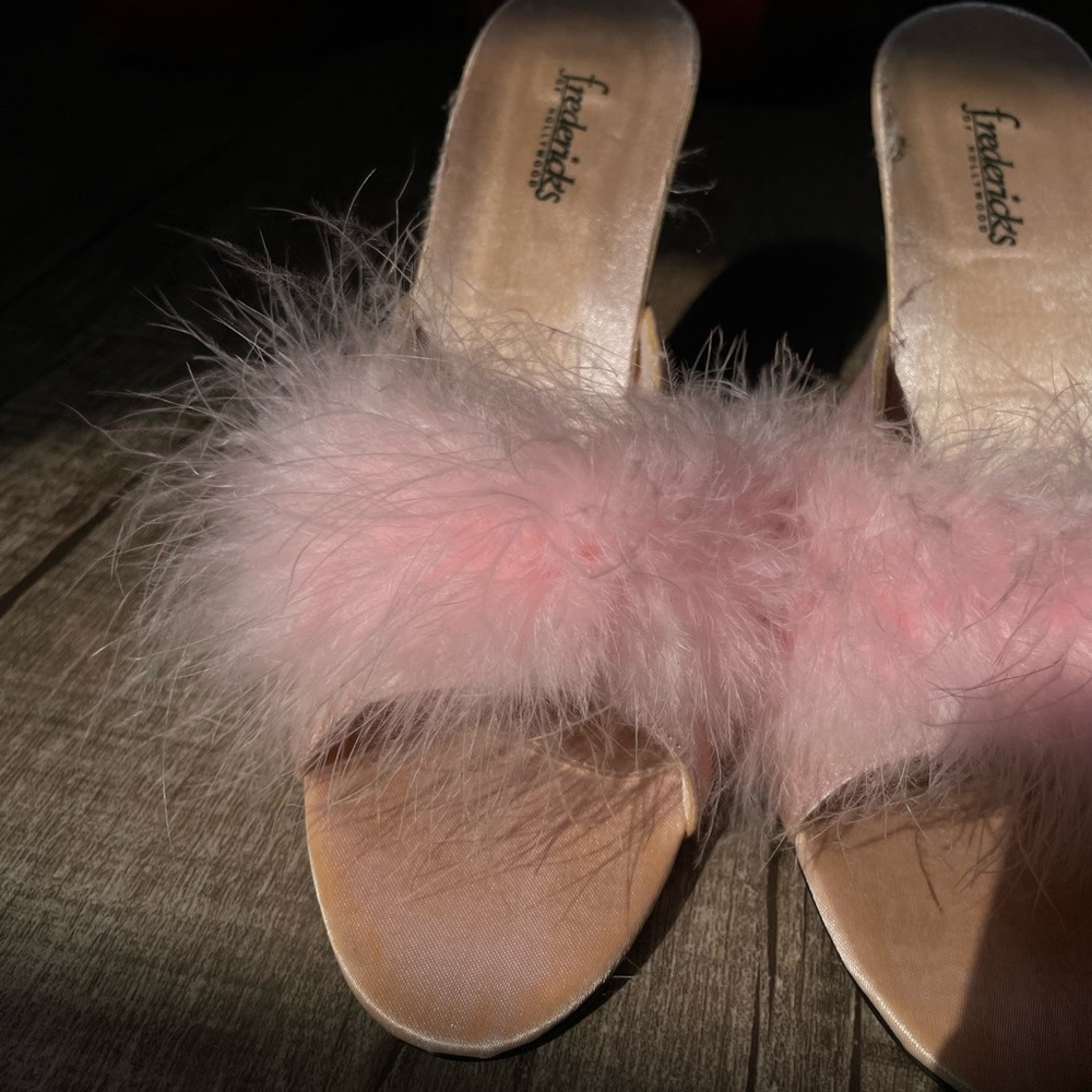 Frederick's Pink Feathered Heels